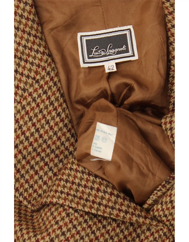 Luisa Spagnoli Damen 2-Knopf-Blazerjacke IT 42 Mittelbrauner Hahnentritt
