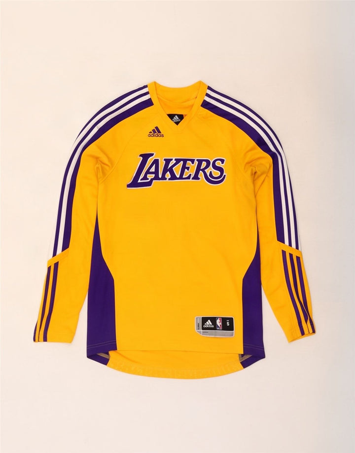 Adidas Herren Lakers Graphic Top Langarm Klein Gelb Farbblock