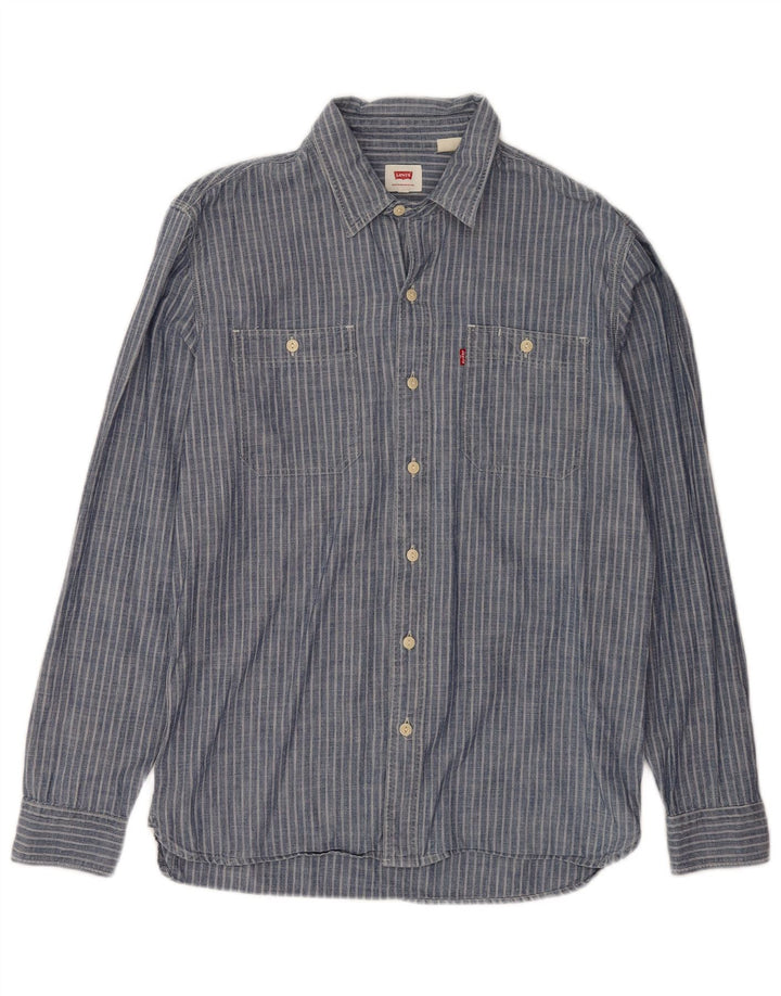 Levi's Herrenhemd aus mittelblauer Nadelstreifen-Baumwolle
