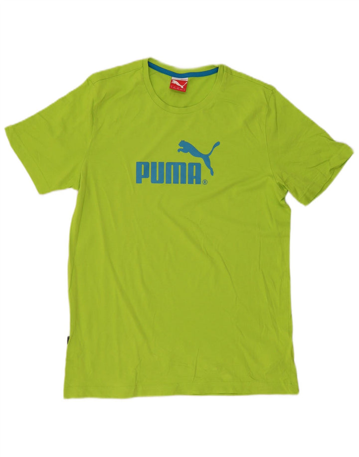 Puma Herren Grafik-T-Shirt-Oberteil aus mittelgrüner Baumwolle