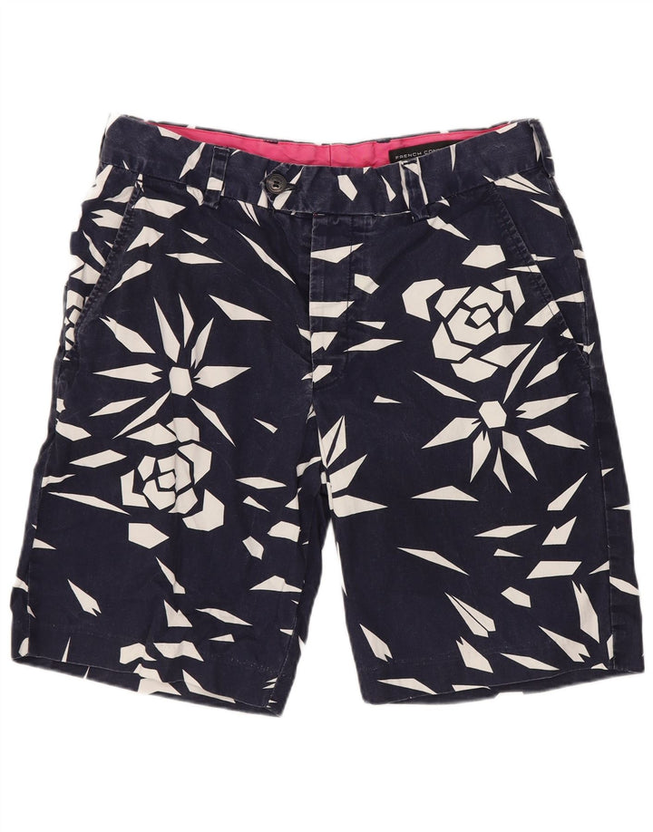French Connection Herren-Chinoshorts W30 mittelblaue geometrische Baumwolle