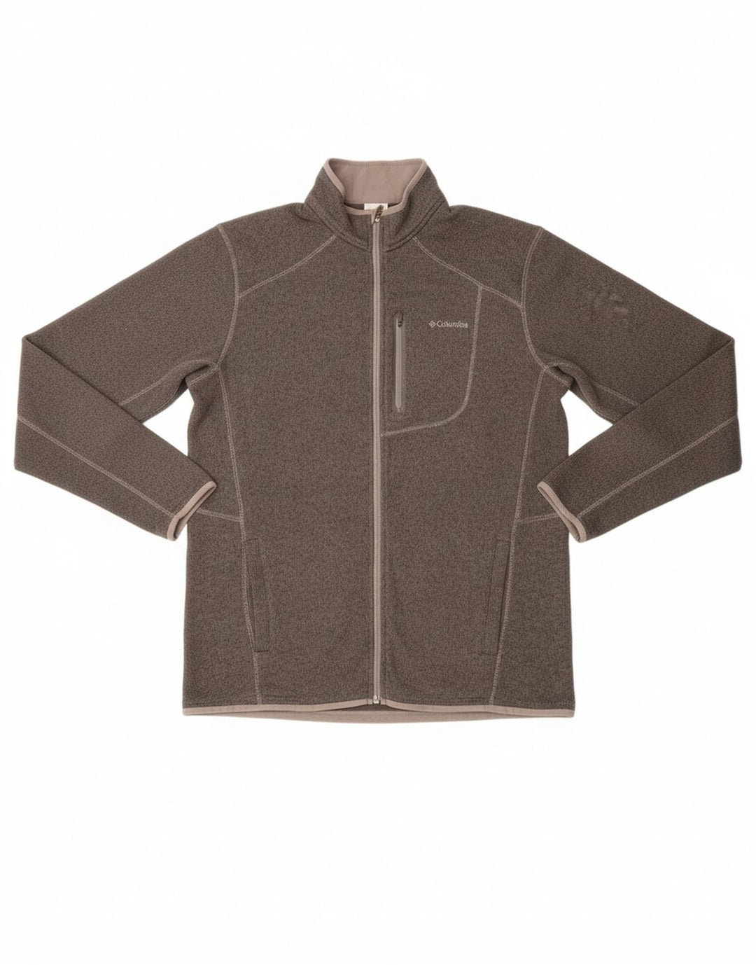 COLUMBIA Mens Tracksuit Top Jacket 2XL Grey Flecked Polyester Vintage Columbia and Second-Hand Columbia from Messina Hembry 