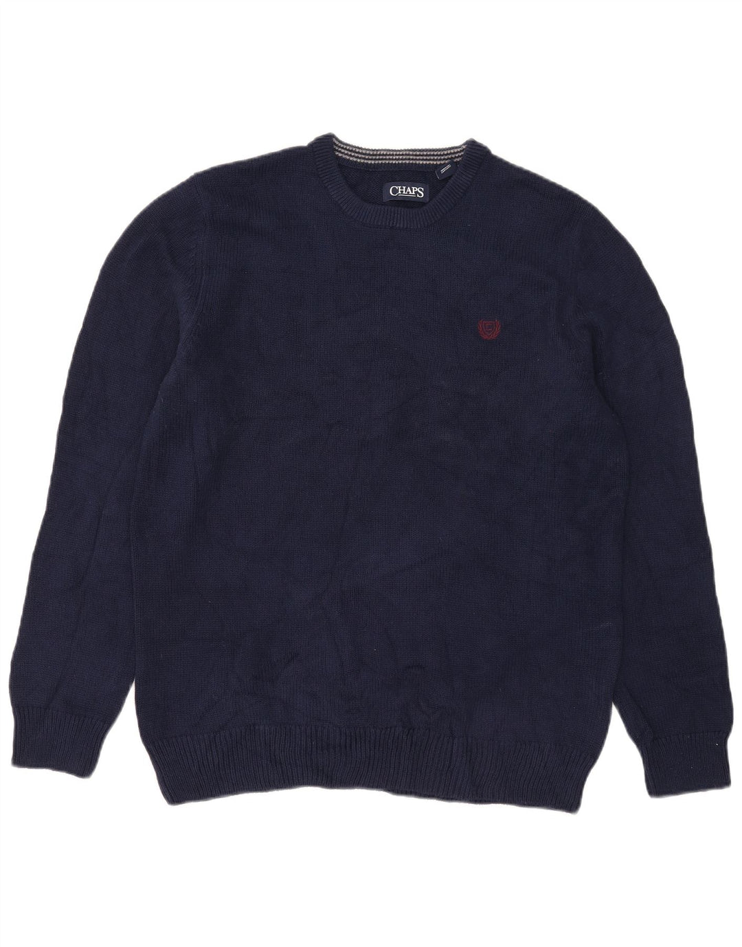 Chaps Herren-Pullover mit Rundhalsausschnitt, mittlere marineblaue Baumwolle