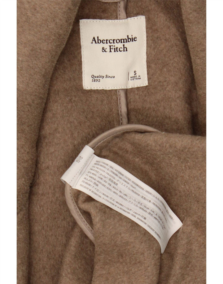 Abercrombie & Fitch Damen Übergroßer Mantel UK 10 Small Beige Polyester