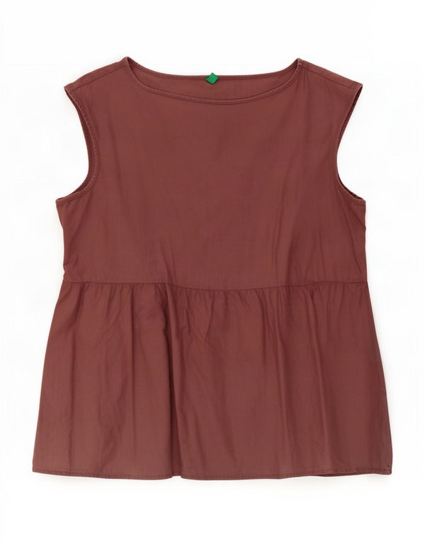 Benetton Damen-Bluse, ärmellos, UK-Größe 44, mittelrosa, Baumwolle