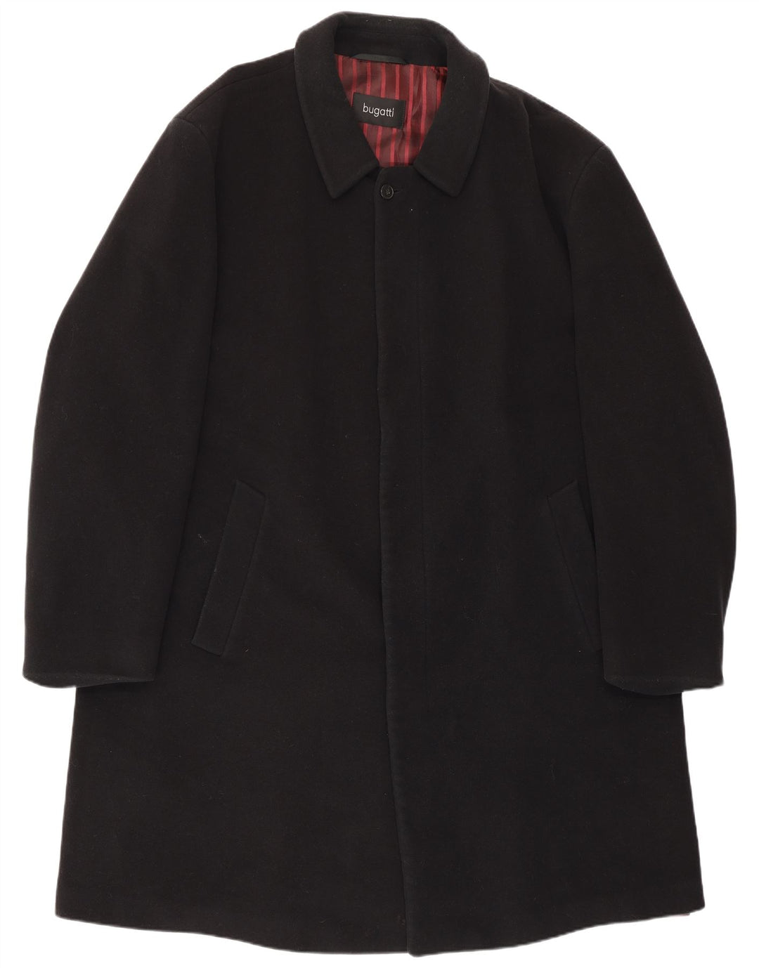 Bugatti Herrenmantel IT 48 4XL Schwarze Wolle