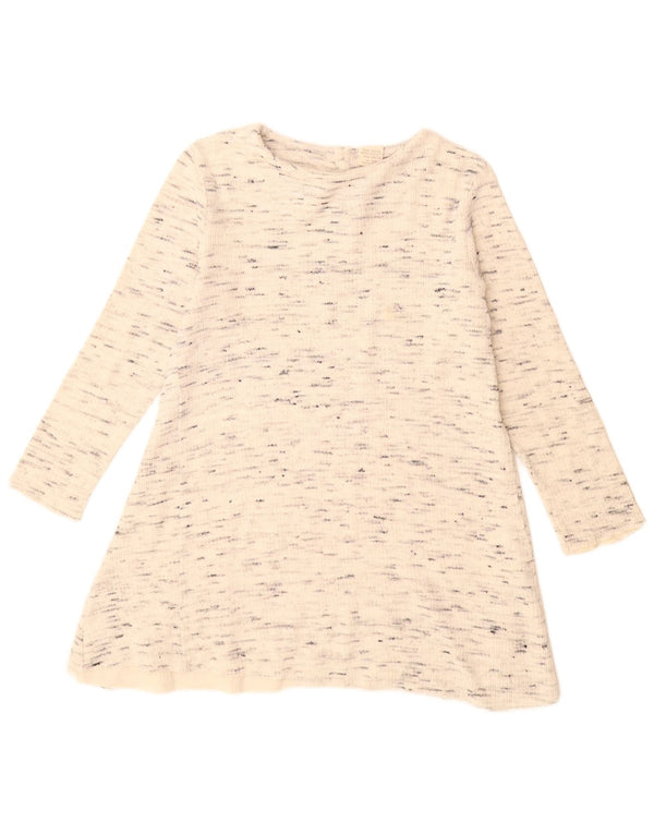 Zara Langarm-Tunikakleid für Mädchen, 13–14 Jahre, beige gesprenkelte Baumwolle