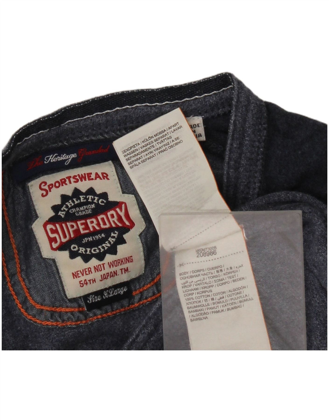 Superdry Herren-Oberteil mit langen Ärmeln, XL, Blau, Colourblock-Baumwolle