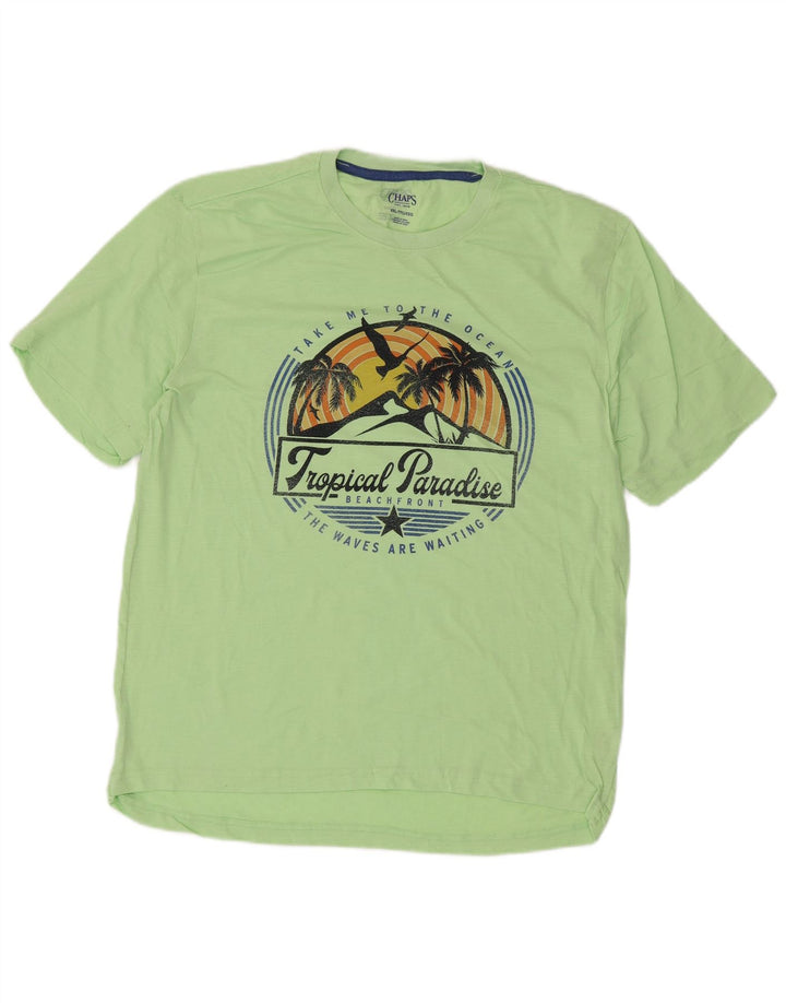 CHAPS Mens Graphic T-Shirt Top 2XL Green Cotton