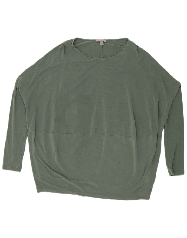 Cos Damen Übergroßes Top Langarm UK 10 Small Grün Lyocell