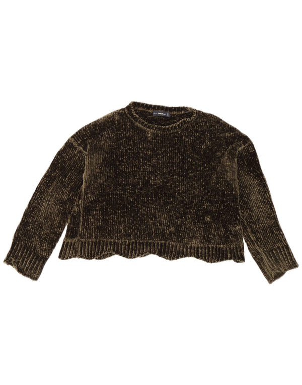 Zara Damen-Pullover, übergroß, Rundhalsausschnitt, Gr. 10, Small Khaki