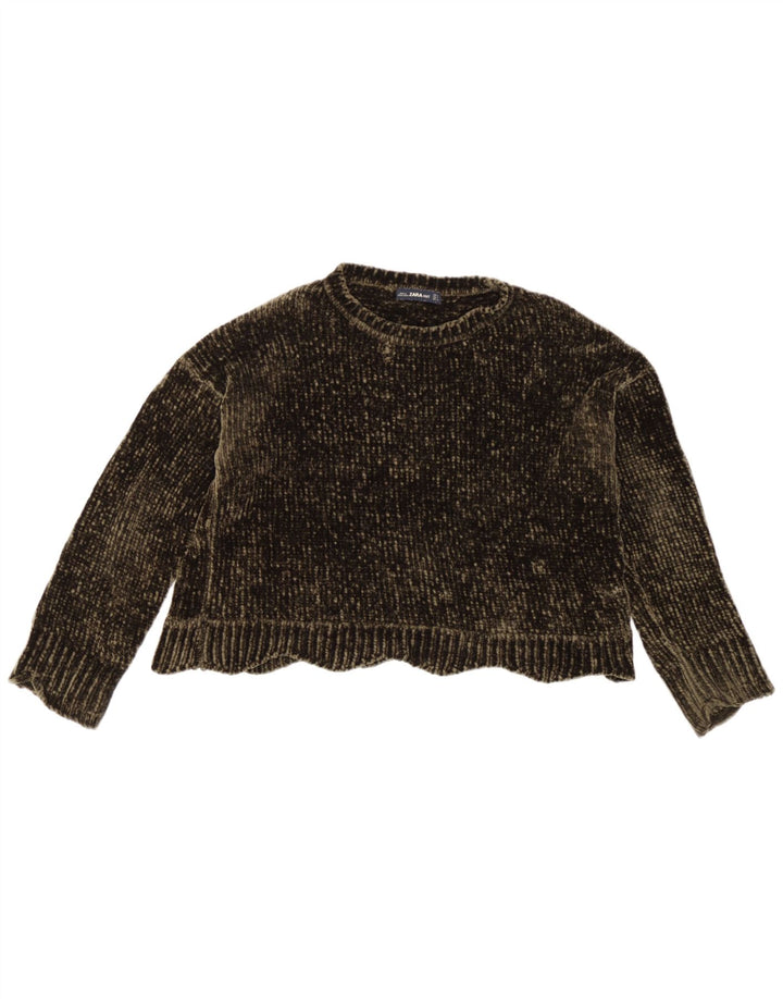 Zara Damen-Pullover, übergroß, Rundhalsausschnitt, Gr. 10, Small Khaki