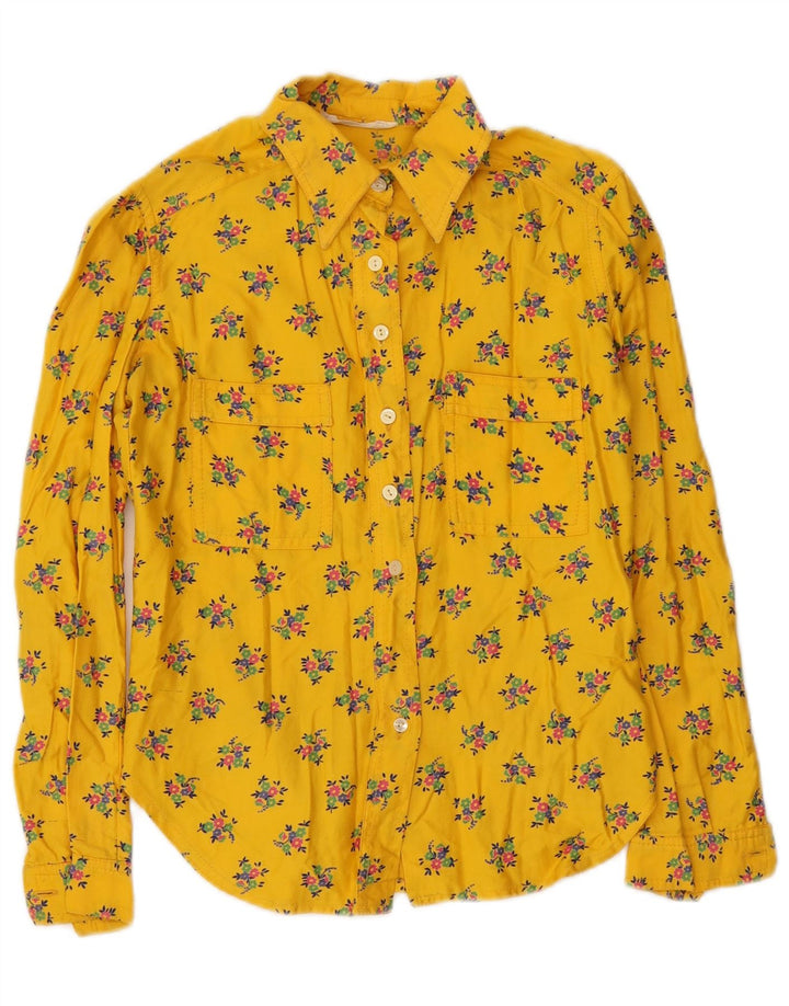 Vintage Damen Shirt UK 8 Small Gelb geblümt