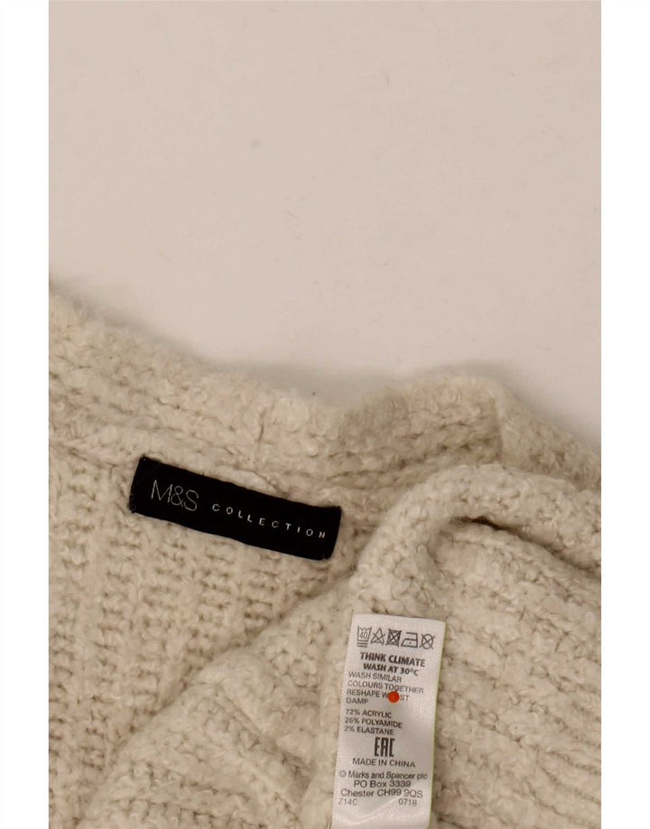 Marks & Spencer Damen Longline Open Cardigan Pullover UK 10 Small Beige