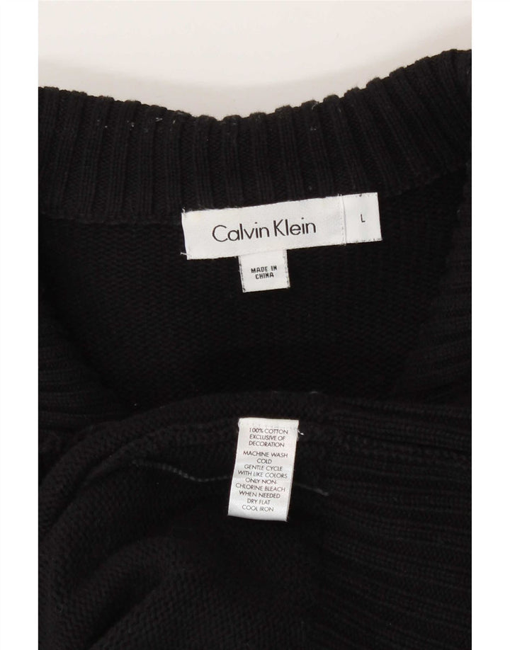 Calvin Klein Herren-Strickjacke, groß, schwarze Baumwolle