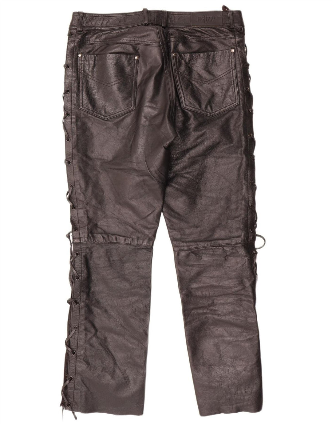HIGHWAY 1 Womens Straight Trousers IT 44 Medium W32 L29 Black Leather