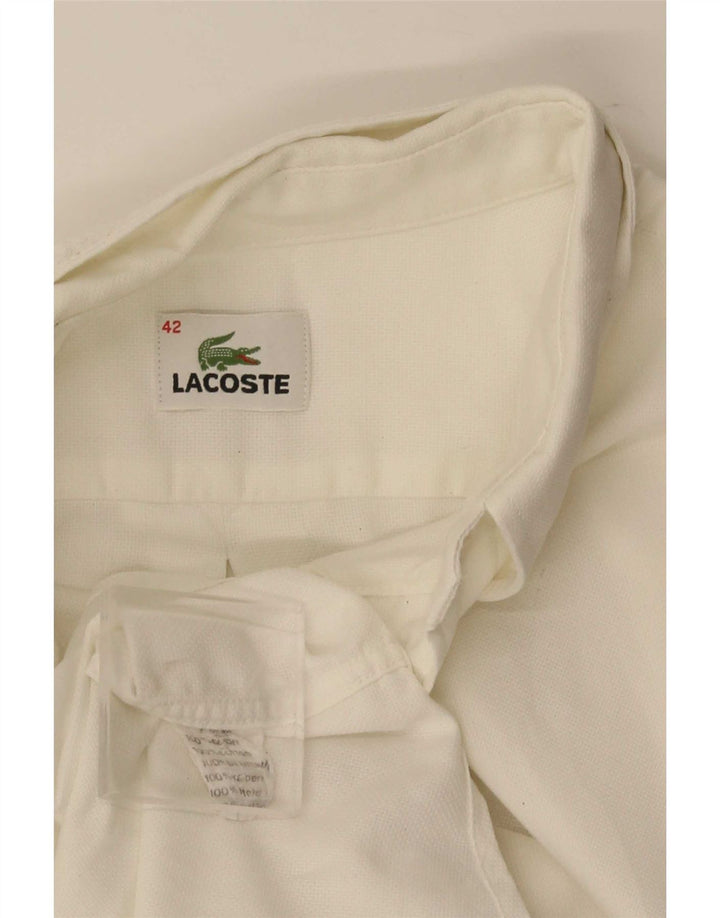 Lacoste Herren-Kurzarmhemd, Größe 42, große weiße Baumwolle