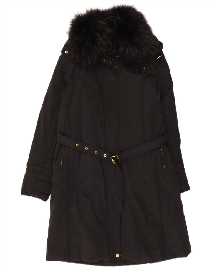 Vintage Damen Kapuzenmantel IT 47 Großes schwarzes Polyester