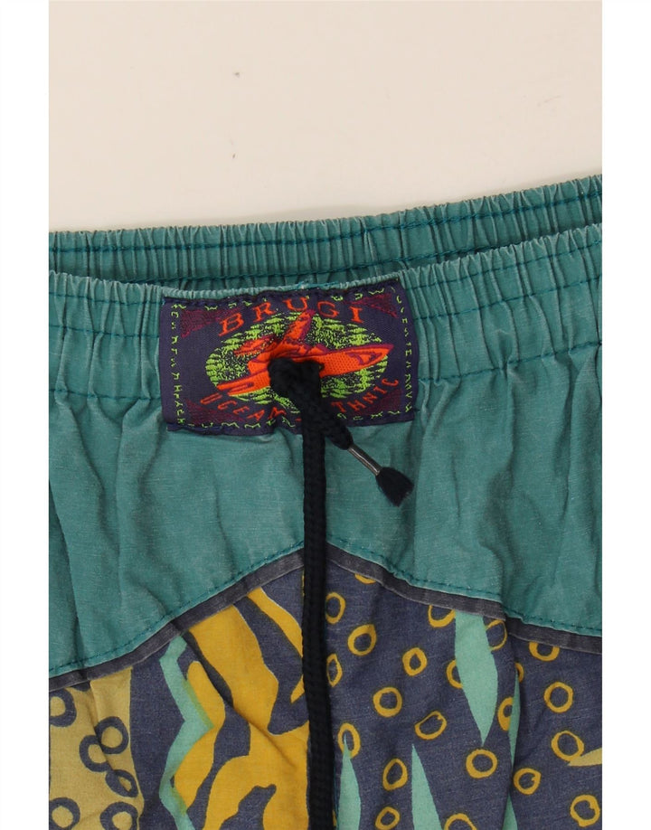 BRUGI Mens Swimming Shorts Small  Green Geometric