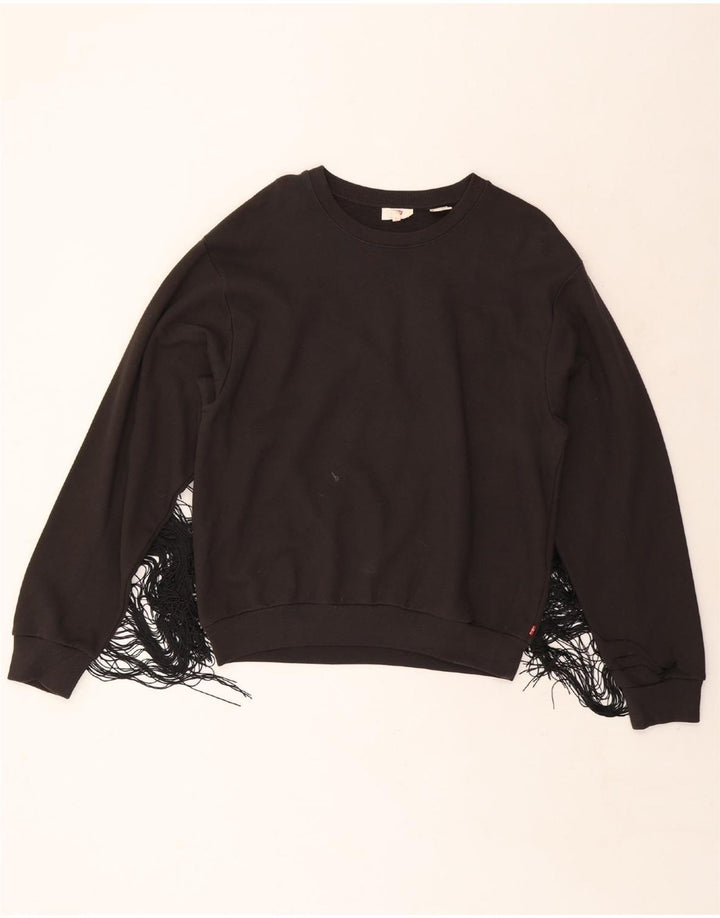 Levi's Damen-Sweatshirt-Pullover UK 14 Mittelschwarze Baumwolle