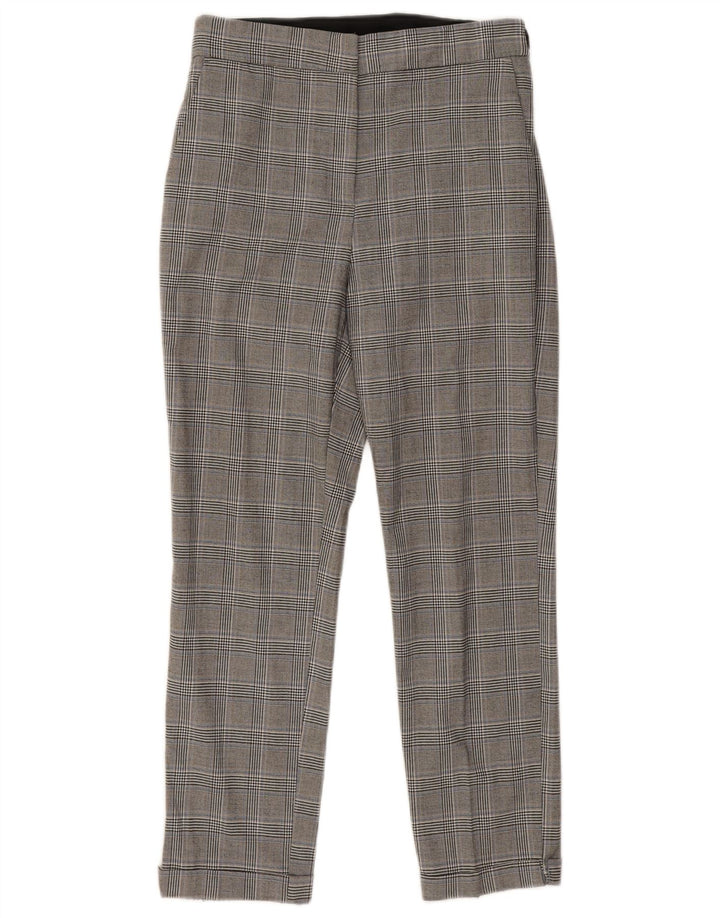 Schmale, verkürzte Damenhose von Zara, Größe L, W30, L25, Grau kariert
