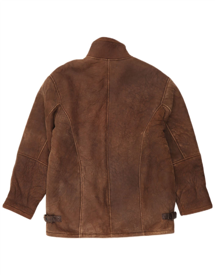 Vintage Herren Loose Fit Shearling Jacke UK 36 Small Braun