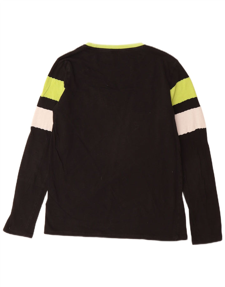 GUESS Jungen Grafik-Top, langärmelig, 15–16 Jahre, schwarz gestreift, Baumwolle