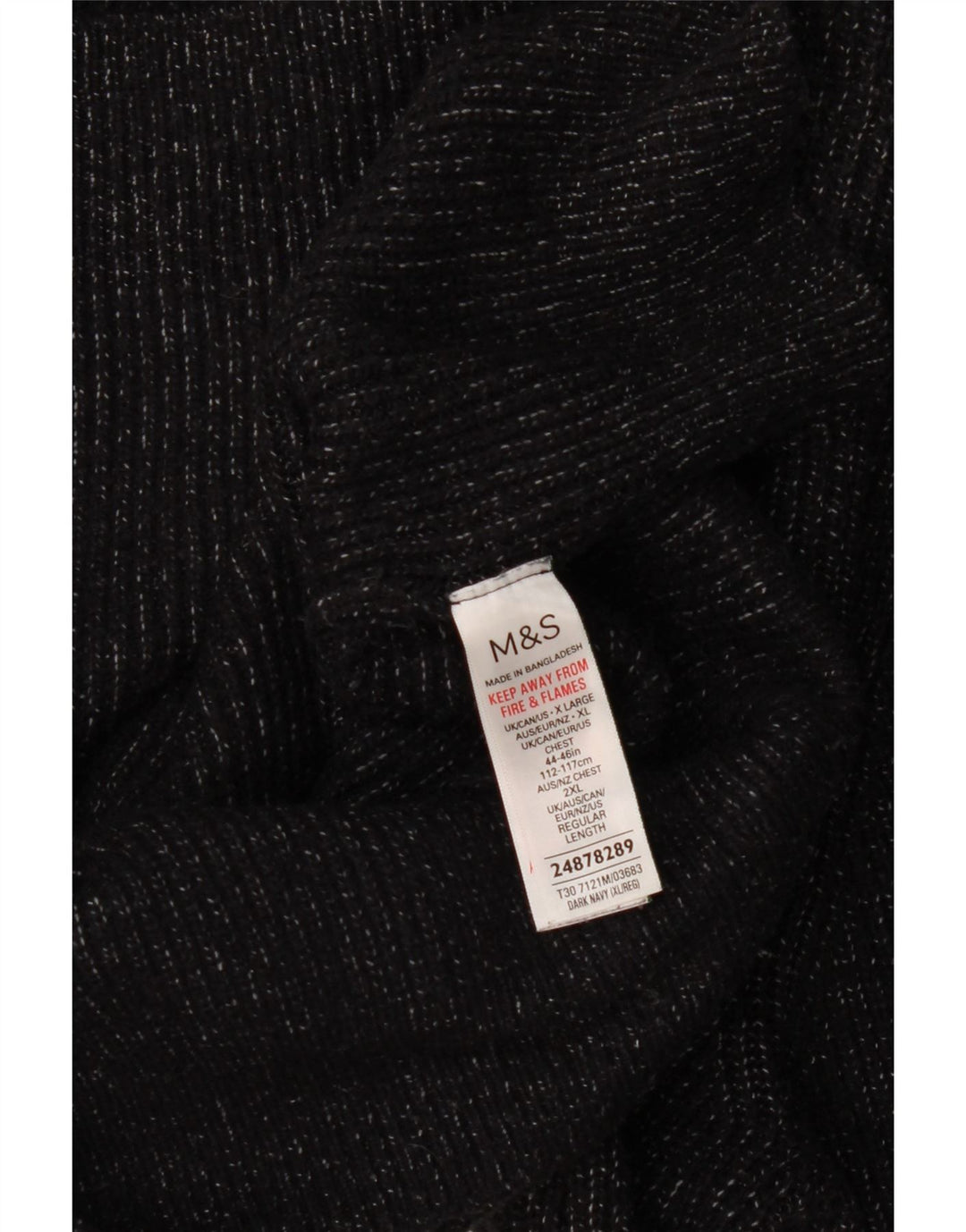 Marks & Spencer Herren-Pullover mit Rundhalsausschnitt, XL, Marineblau meliert