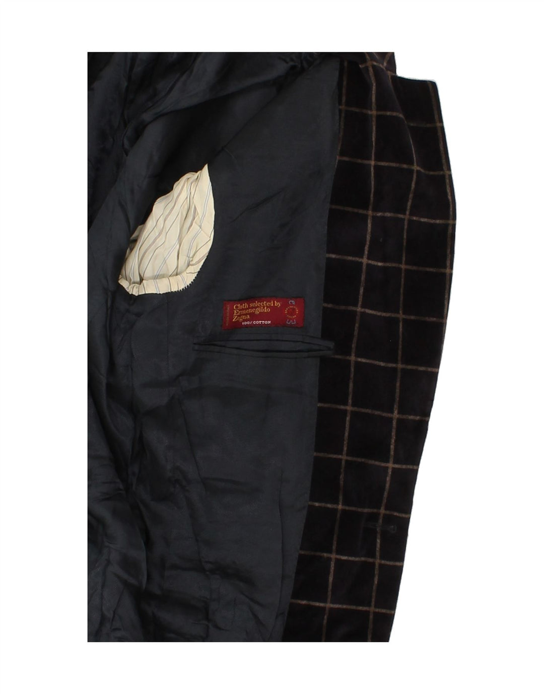 ERMENEGILDO ZEGNA Herren 2-Knopf-Blazerjacke IT 46 Small Navy Blue Check