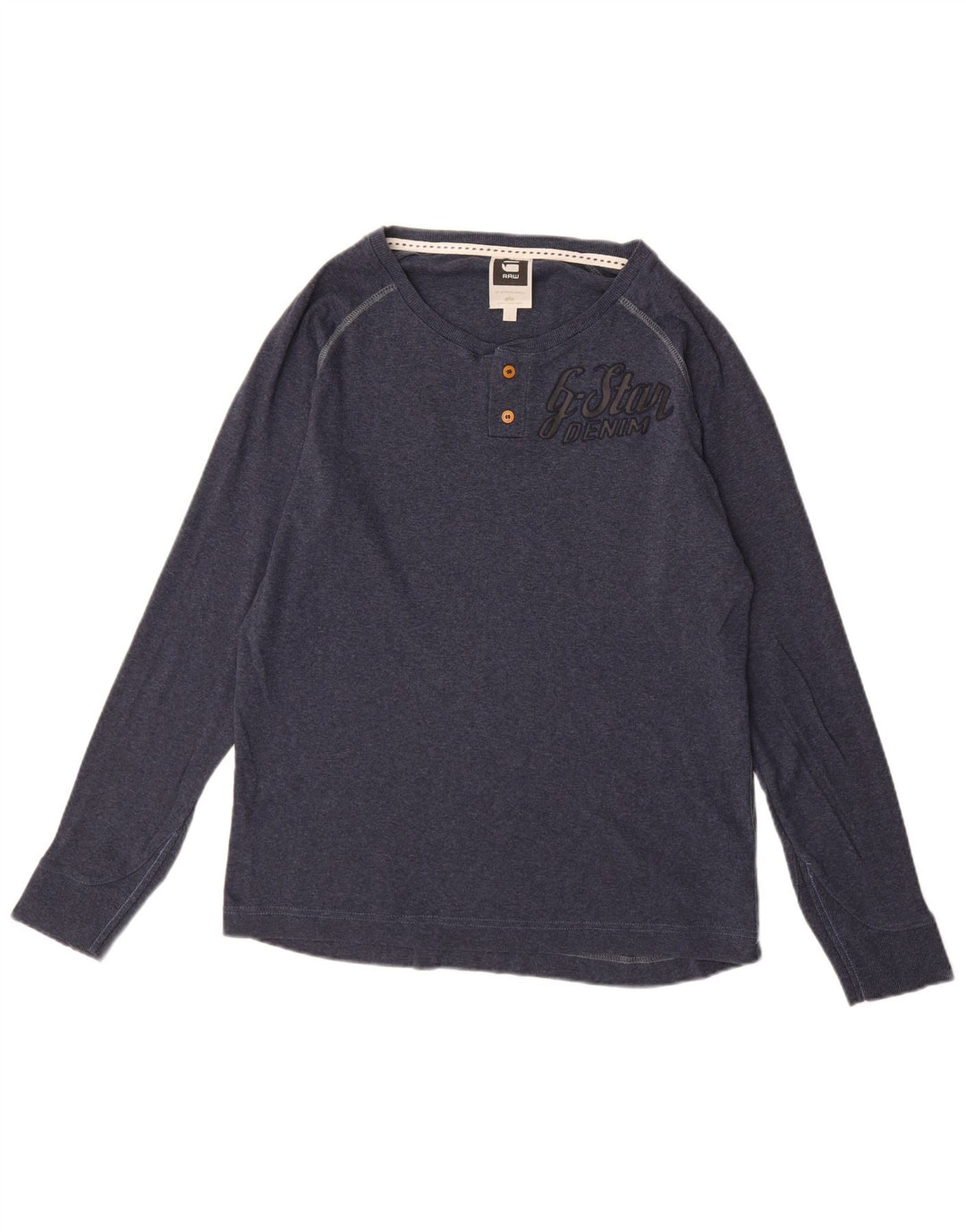 G-STAR Herren Grafik-Oberteil, langärmelig, groß, marineblau, Baumwolle