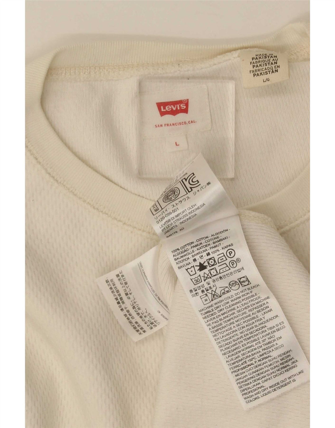 Levi's Herren-Oberteil, langärmelig, groß, aus weißer Baumwolle