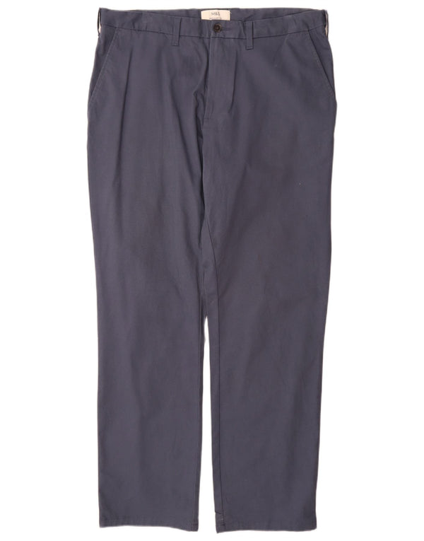 Marks & Spencer Herren-Chinohose mit normaler Passform, W36 L31, marineblaue Baumwolle