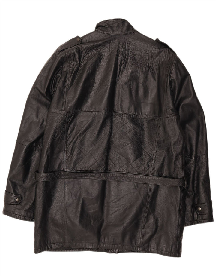 Vintage Herren Ledermantel UK 42 XL Schwarzes Leder