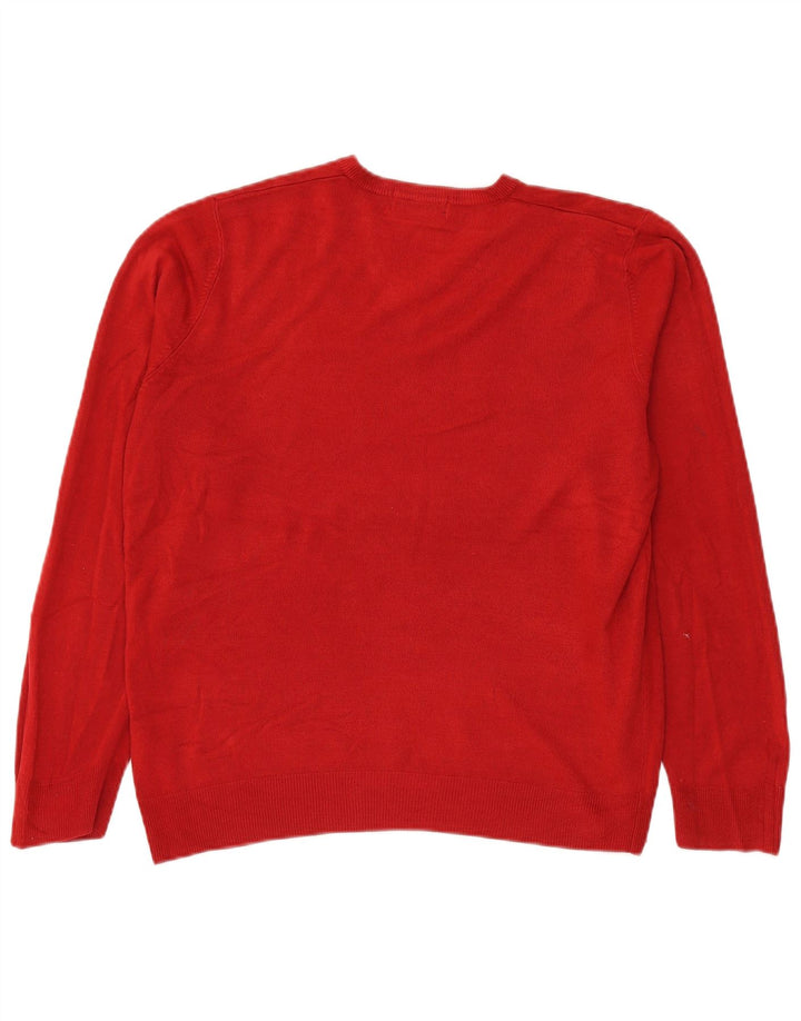 Marks & Spencer Herren Blue Harbor V-Ausschnitt Pullover Pullover Mittelrotes Acryl