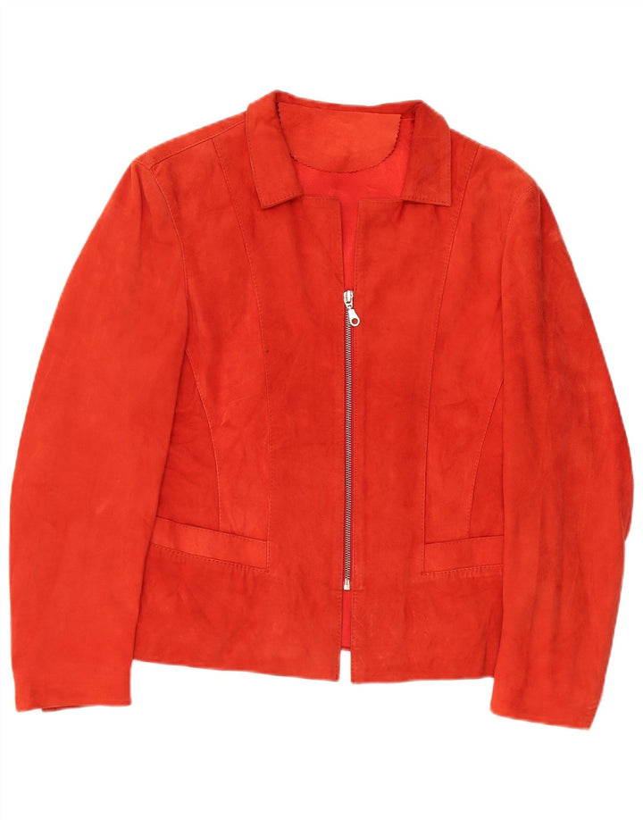Vintage Damen Wildlederjacke UK 14 Mitteloranges Leder