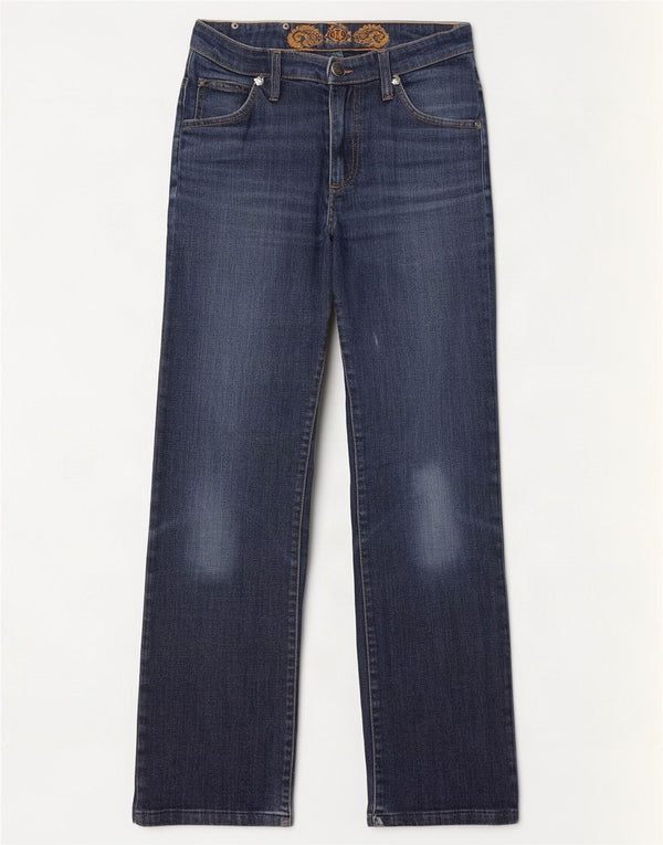 Marlboro Classics Womens Distressed Straight Jeans W28 L29 Navy Blue