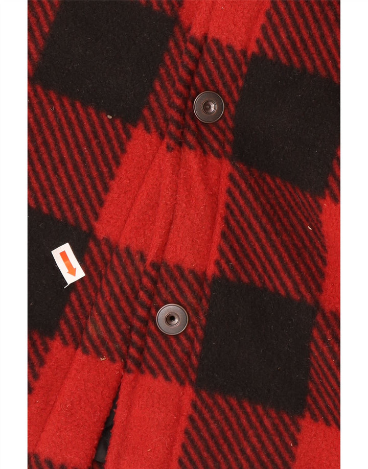 Vintage Herren Fleece Bomberjacke EU 50 Großes rot kariertes Polyester