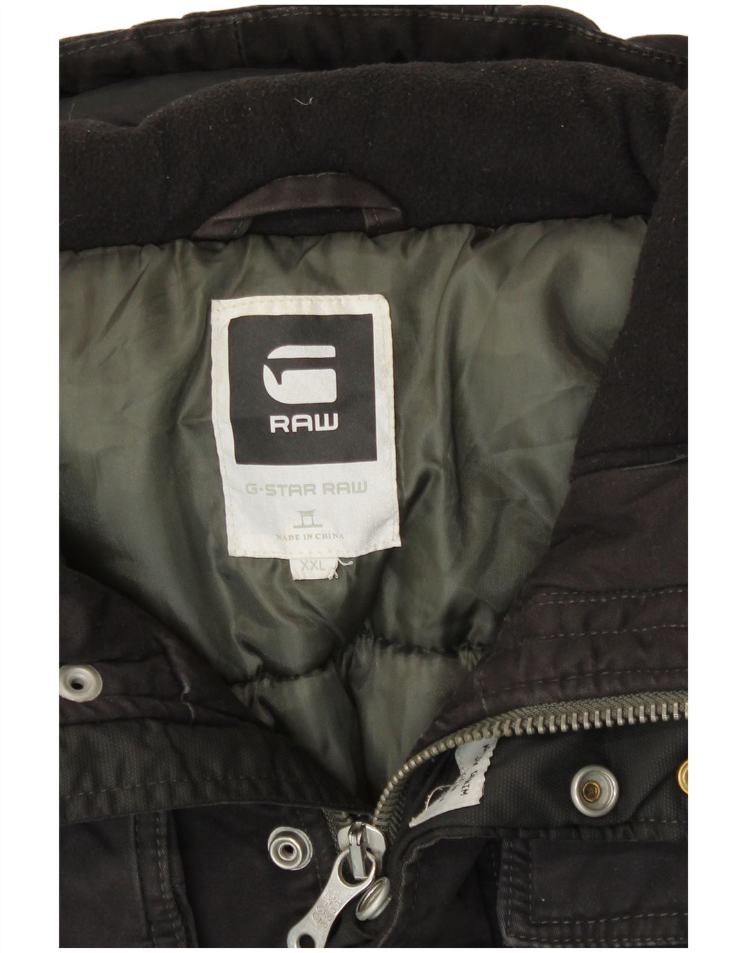 G-STAR Herren-Bomberjacke mit Kapuze, UK 44, 2XL, schwarze Baumwolle