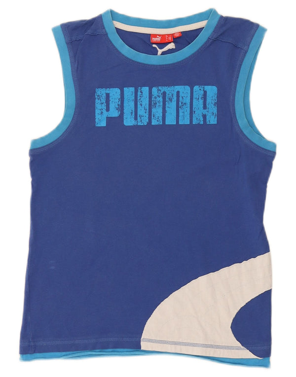 Puma Herren Grafik-Trägershirt, klein, blau, Colourblock-Baumwolle