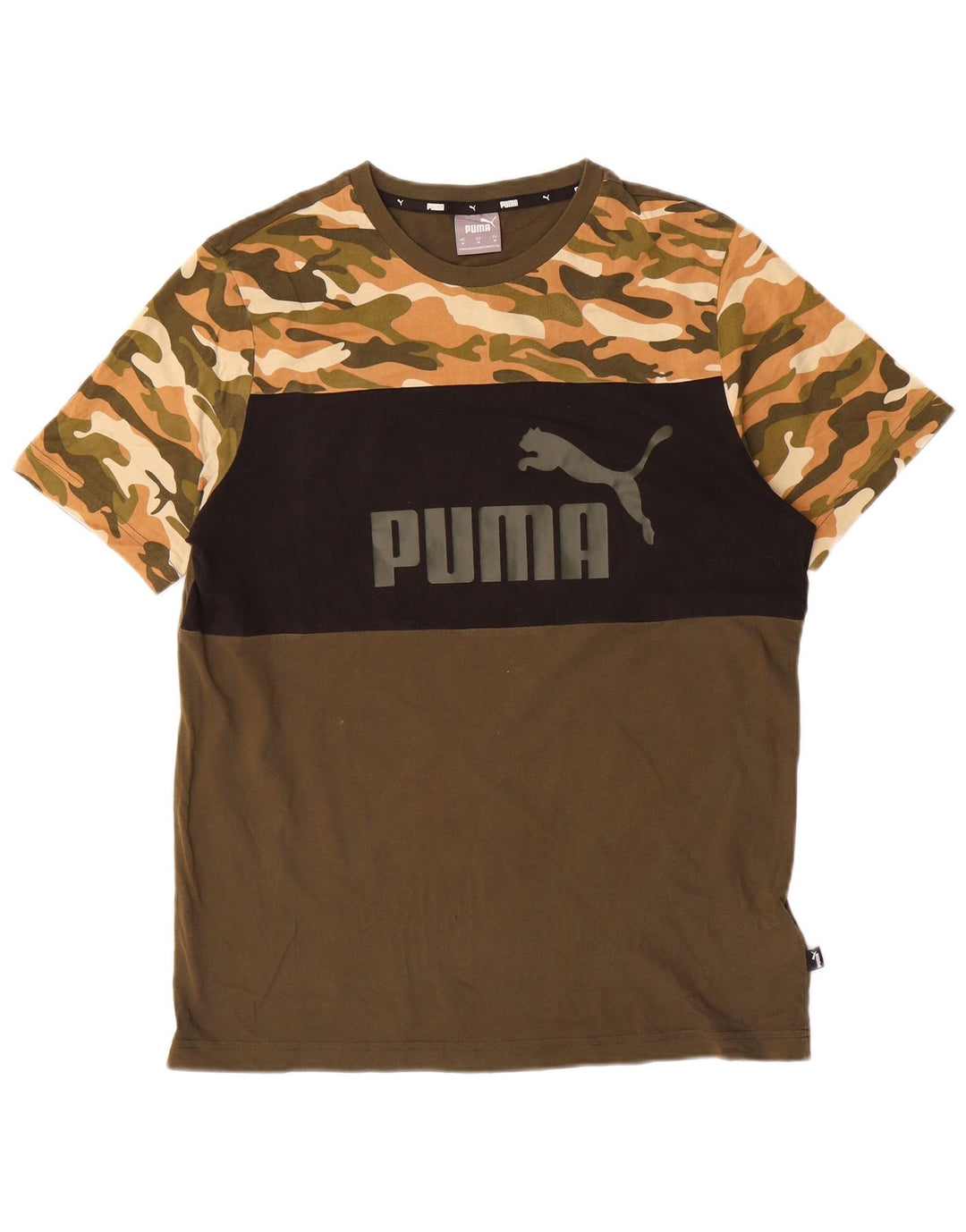 PUMA Herren Grafik T-Shirt Top Medium Khaki Camouflage Baumwolle