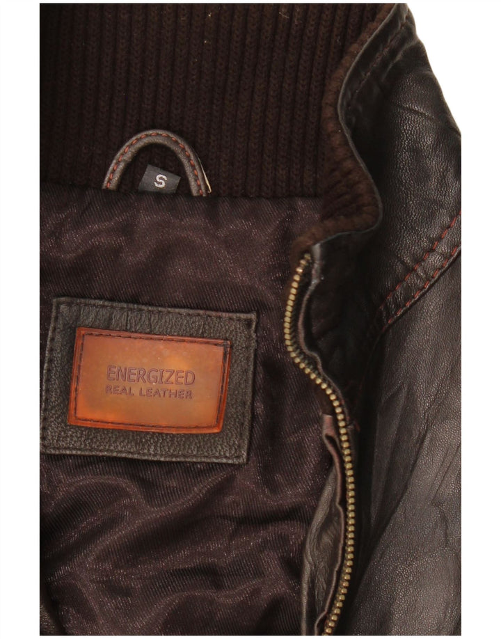 VINTAGE Herren Bomber Lederjacke UK 36 Kleines braunes Leder