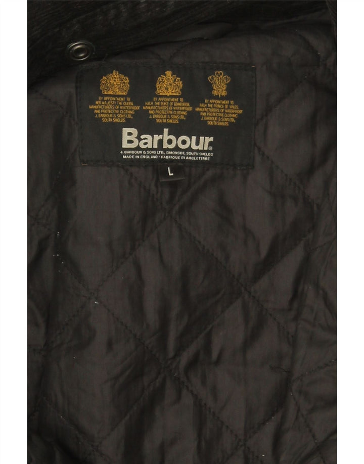 Barbour Herrenjacke aus gewachster Baumwolle, Größe 40, Schwarz