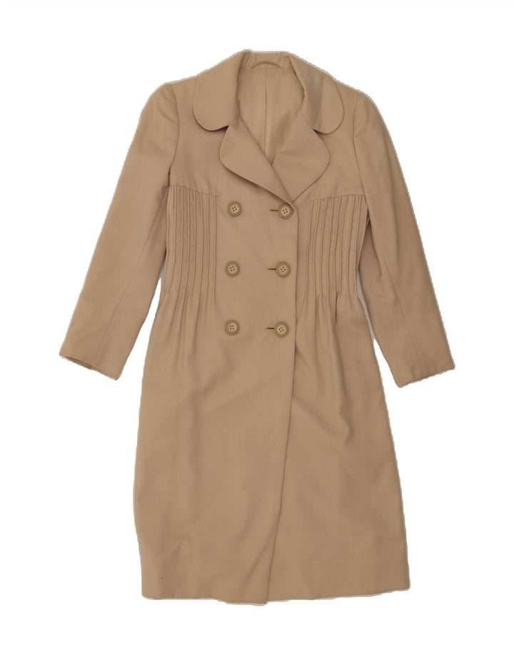 VINTAGE Womens Double Breasted Sheath Dress UK 10 Small Beige Vintage Vintage and Second-Hand Vintage from Messina Hembry 
