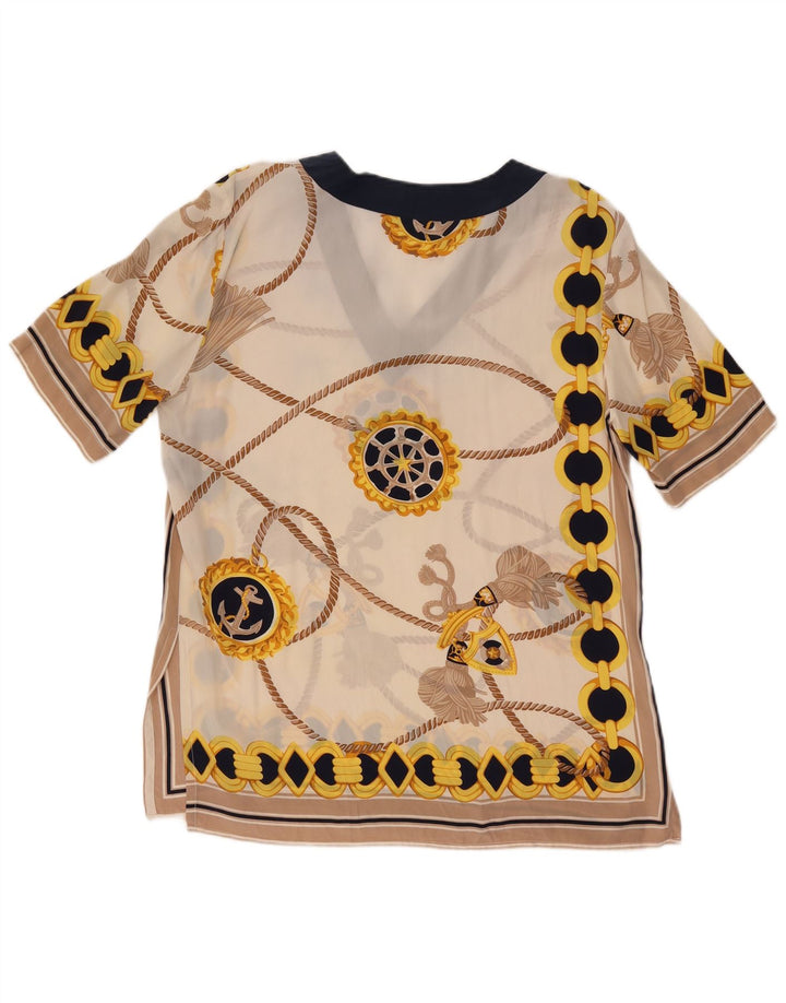 Pancaldi & B Damen-Blusenoberteil mit abstraktem Muster, UK 12, Mittel, gebrochenes Weiß