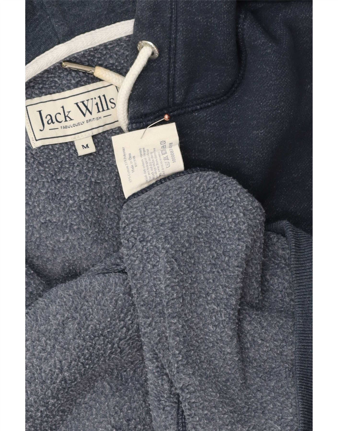 Jack Wills Herren-Kapuzenpullover mit grafischem Reißverschluss, mittelmarineblaue Baumwolle