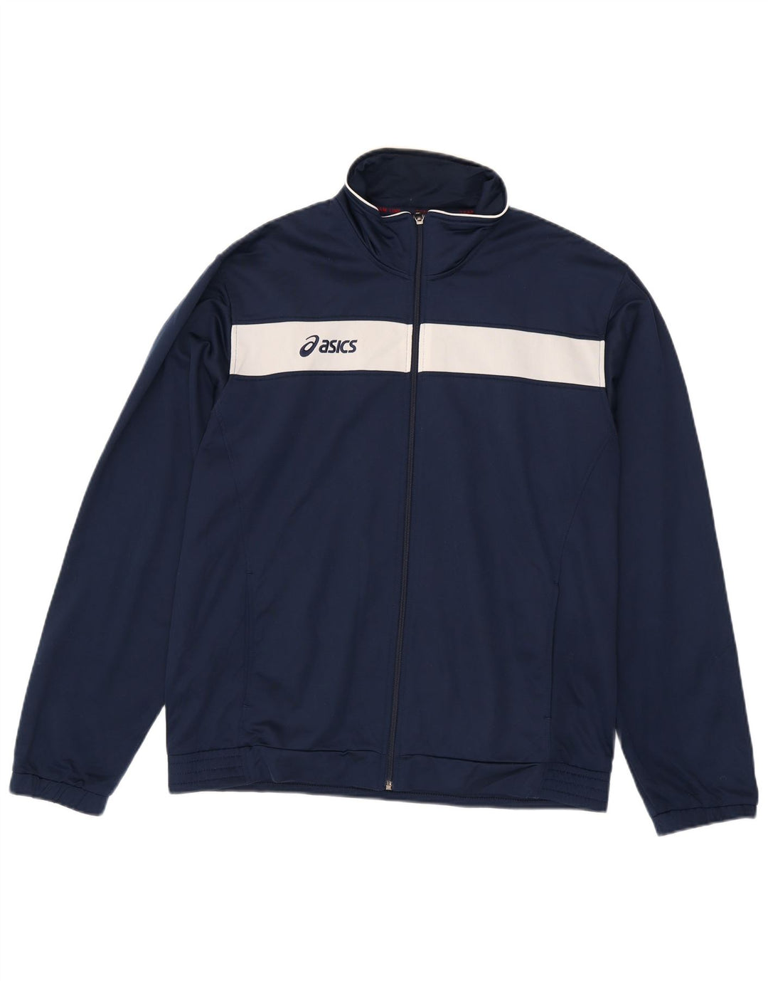 Asics Herren-Trainingsanzugoberteil, Jacke, 2XL, Marineblau, Farbblock-Polyester