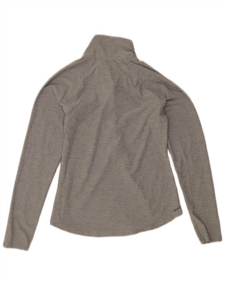 New Balance Damen-Oberteil mit Reißverschluss, langärmlig, UK 10, Größe S, Grau, Polyester