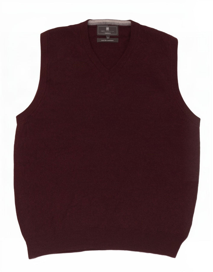 Marks & Spencer Herren-Tanktop mit normaler Passform, mittlerer burgunderroter Wolle