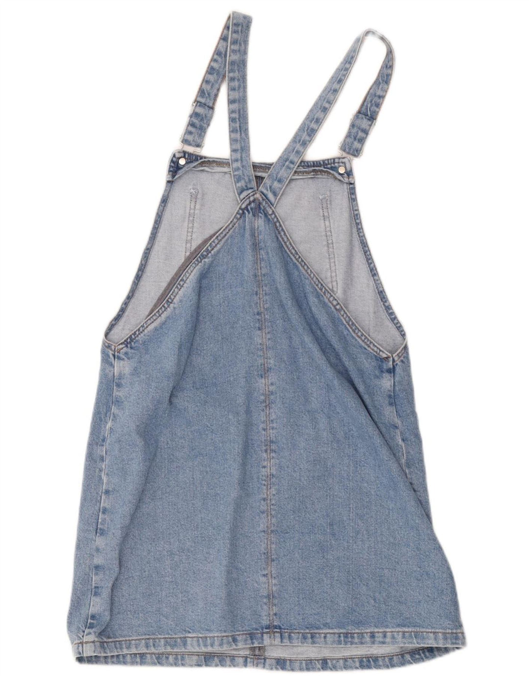 Topshop Damen Latzkleid UK 12 Mittelblaue Baumwolle