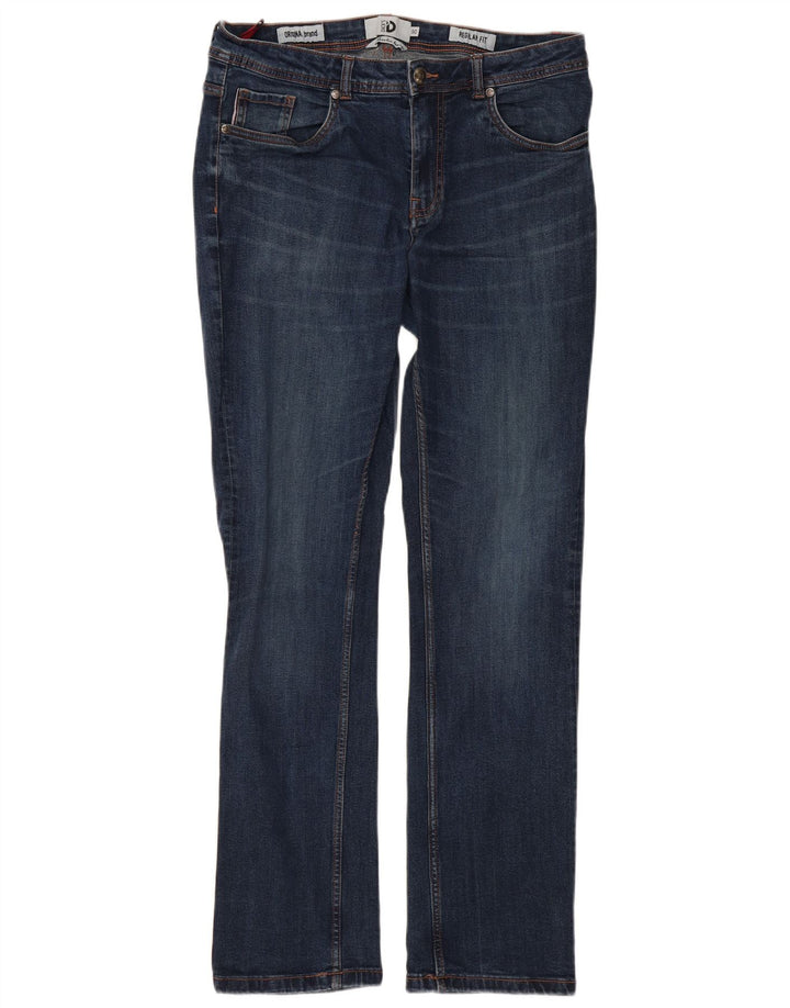 Dack's Herren Regular Straight Jeans IT 50 Large W34 L32 Blaue Baumwolle